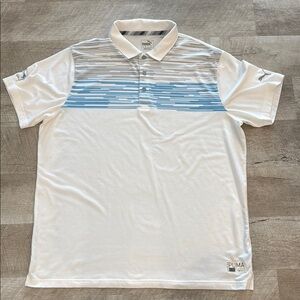 PUMA Men's Golf White and Blue Polo Shirt